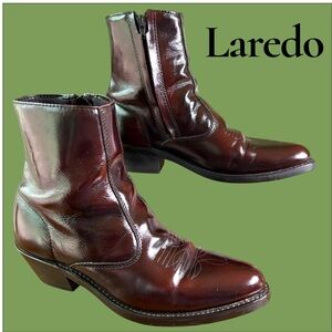 Laredo Men’s Fletcher Western Ankle Boots. Black Cherry 9.5. Side Zip. EUC!